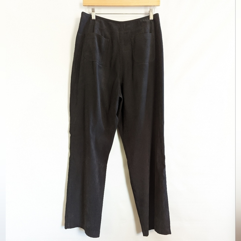 J. Jill Micro Faux Suede Pants 10 Black Lightweight Microsuede Pant - Picture 2 of 7